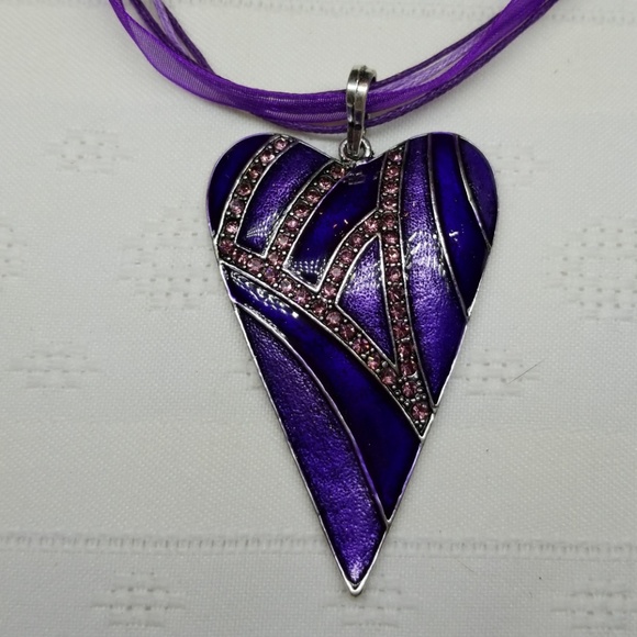 Enameled heart necklace - Picture 4 of 7